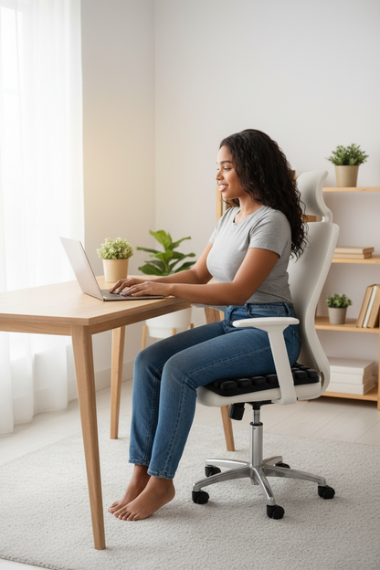 Coussin ergonomique gonflable DosZen — utilisation en position assise